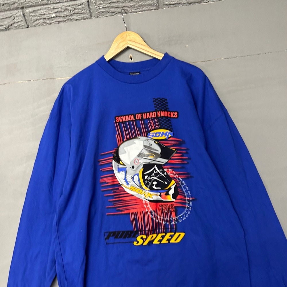 SOHK School of Hard Knocks Pure Speed Racing Long Sleeve Shirt‎ Blue Mens XL